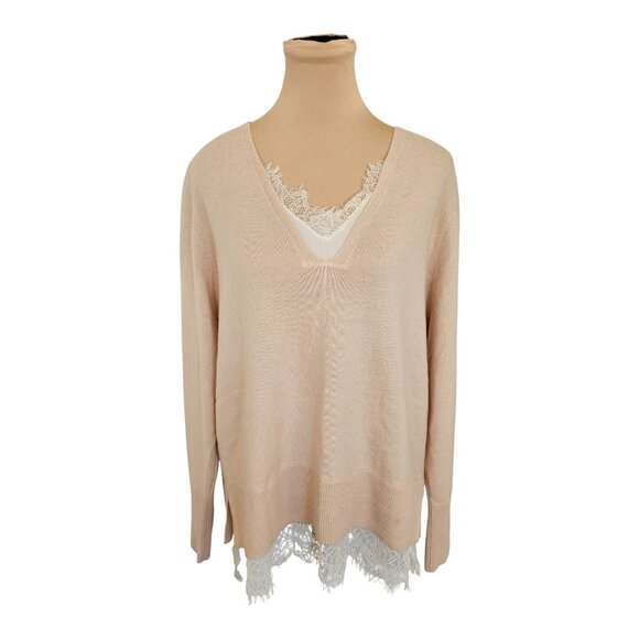 Elie Tahari Lace Detail Cream Layered Blouse Sz M - Picture 1 of 9